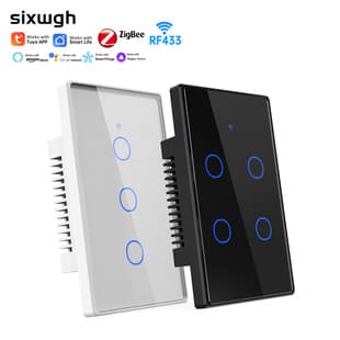 Tuya Zigbee+433 Touch Wall Switch, 118 Type, Alexa, US/Australia/Brazil Standard, Single/Neutral Wire