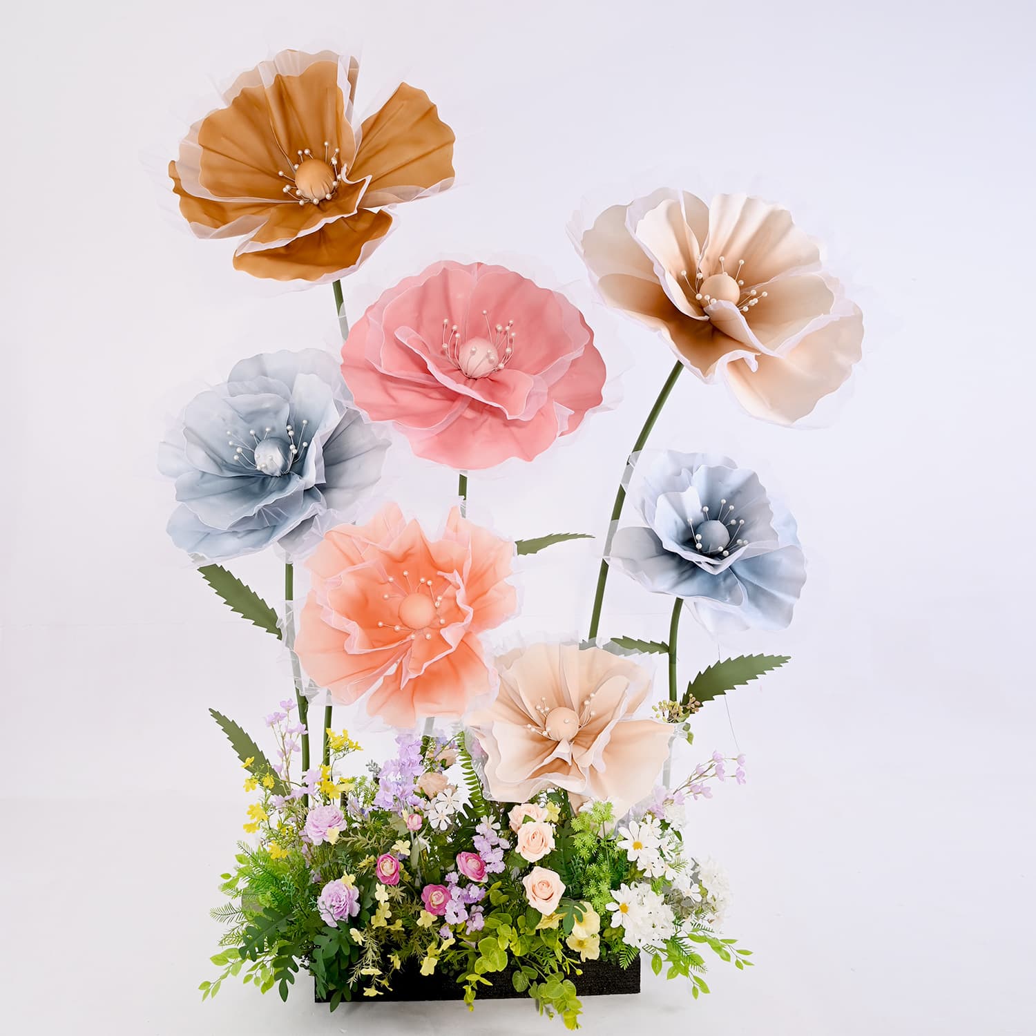 Foam Paper Flowers for Wedding Outdoor Decoration, Handmade Paper Flower Shop Window Props, Poppy Flowers for Graduation Season