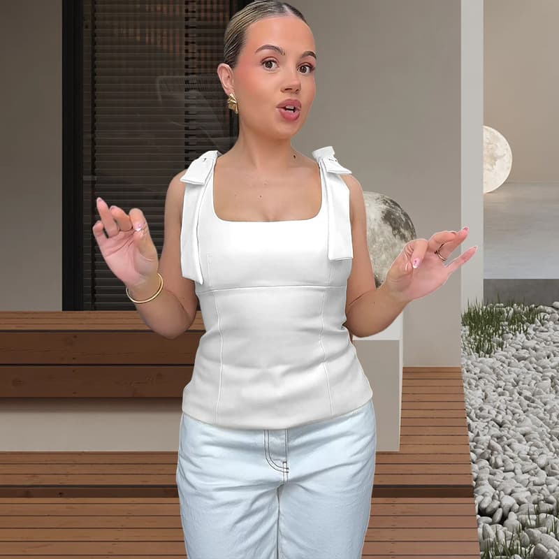 European and American Amazon Personalized Solid Color Vest Women's Summer 2025 Square Neck Bow Solid Color Slim Vest Top