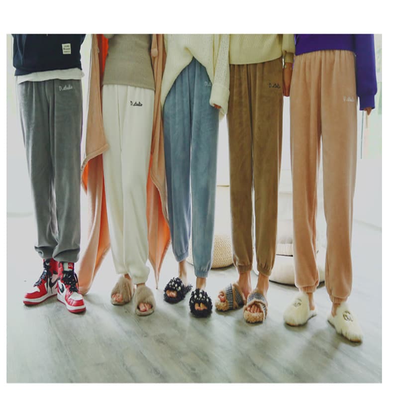 Coralline Fleece Casual Pants Women's Autumn Winter Home Wear Comfortable Warm Trousers Outdoor Leisure Trousers Nine Points