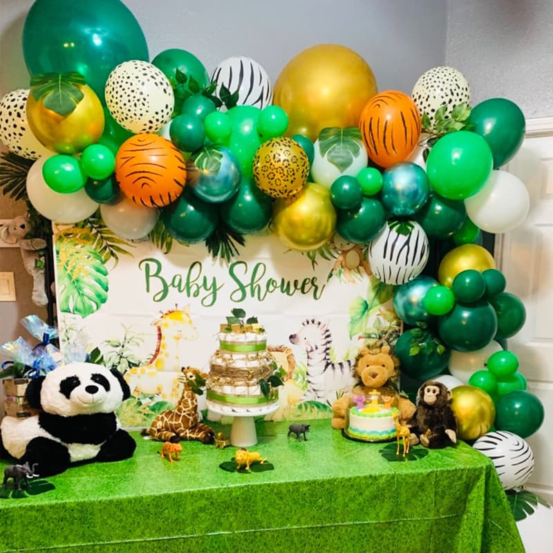 New Cross-Border Green Balloon Set, Jungle Theme Decoration Balloons, Birthday Party Decor
