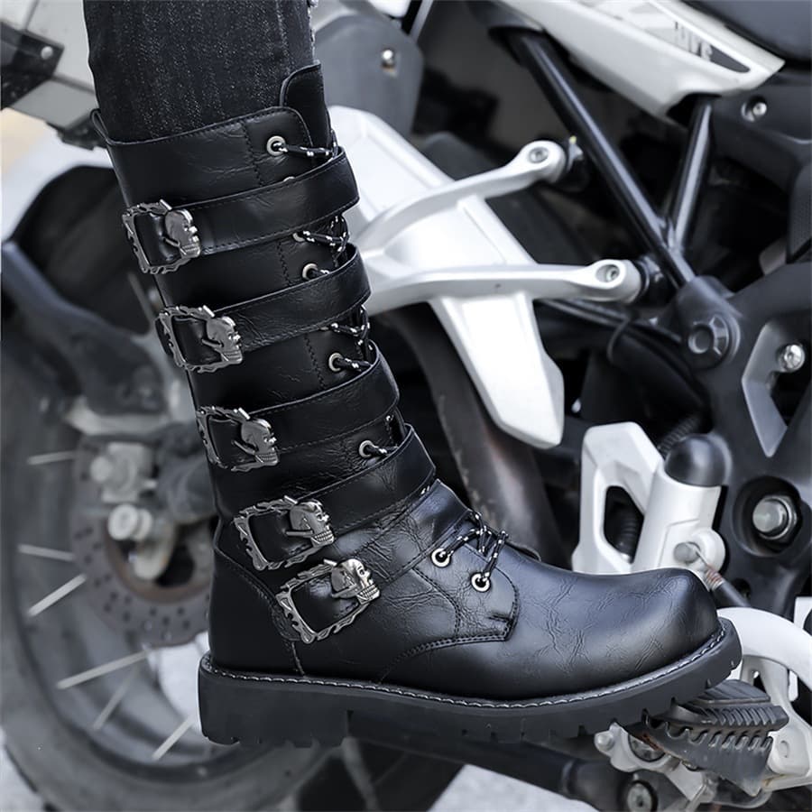 High-top Long Boots Cross-border Hot-selling Tall Boots Men's Shoes High-top Knight Leather Boots