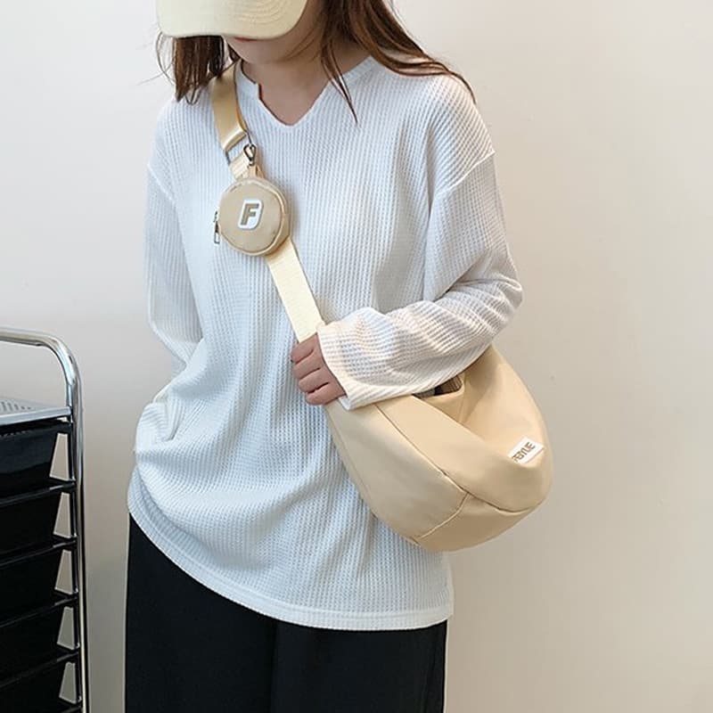 Nylon Dumpling Bag Japanese Style Versatile Crossbody Bag Casual Large Capacity Canvas Bag Summer School Shoulder Commuter Bag
