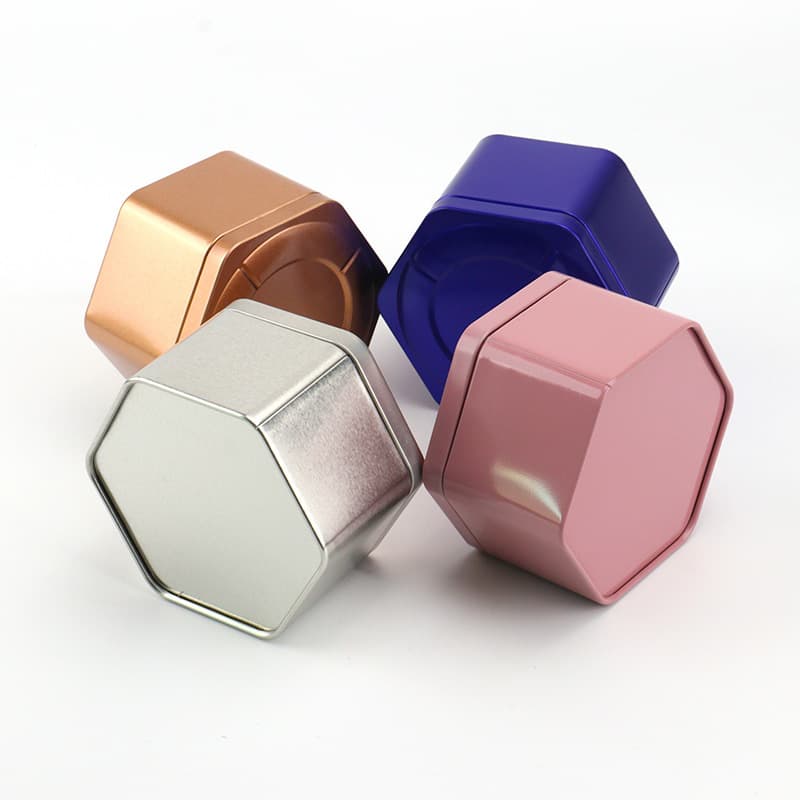 Custom hexagonal watch tin cans, tinplate watch tin cans, hexagonal tin box packaging, jewelry tin boxes