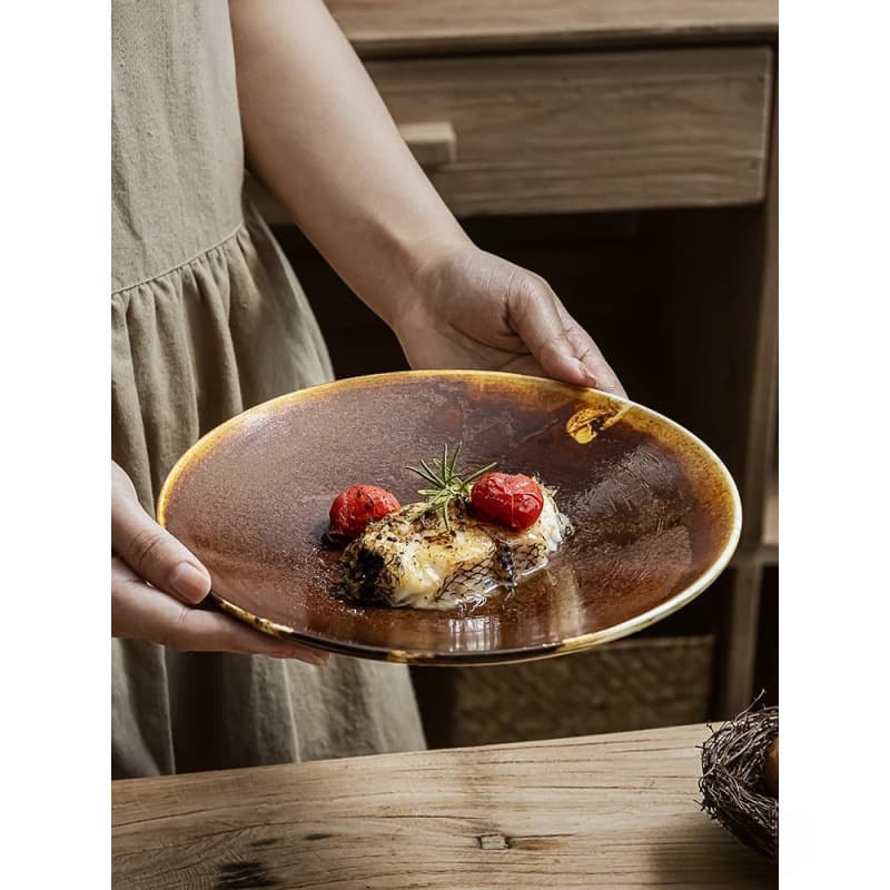 Yoshida Seiki Beautiful Unique Plate Collection Retro Pasta Plate Restaurant Ceramic Steak Plate Premium Tableware 1