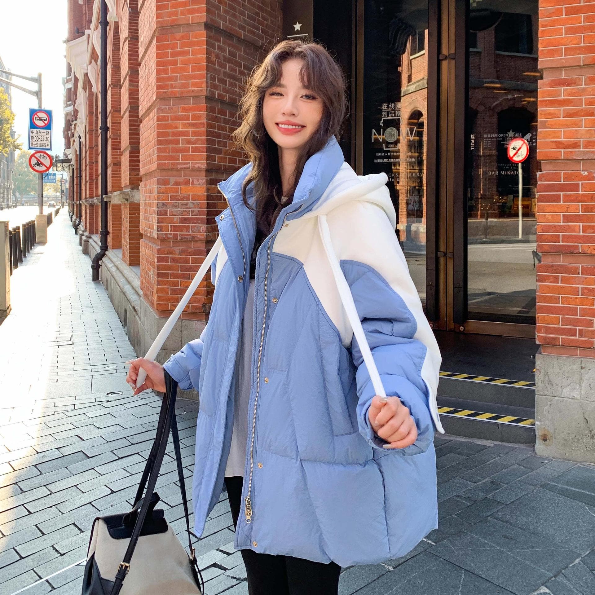 Plus-size down jacket for chubby girls, 2024 new Korean style, thickened, mid-length, color-blocked coat, 2434