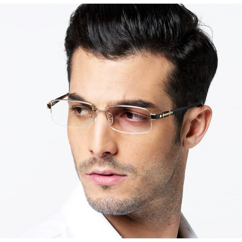 Fashionable Unique Pure Titanium Myopia Glasses Frame Square Half Frame Reading Glasses Dan Yang Wholesale