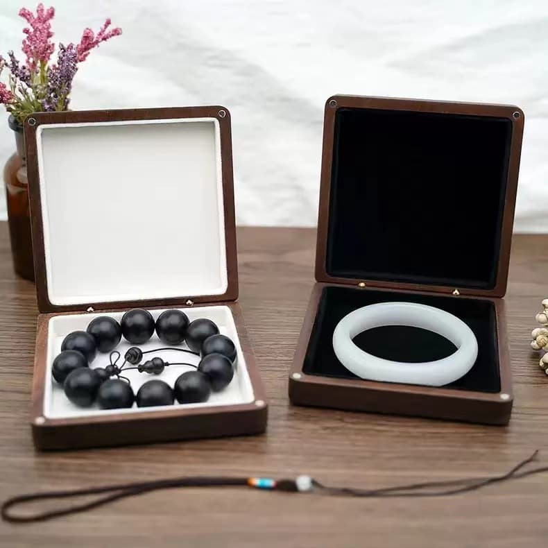 Black walnut solid wood jewelry box jewelry beads bracelet bracelet exquisite jade gift box high-end storage