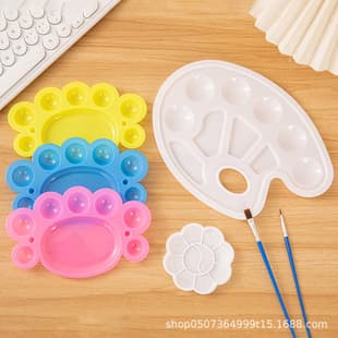 Factory Wholesale White Plastic Paint Palette Painting Pigment Tray Kids Acrylic Watercolor Gouache Paint Mixing Palette
