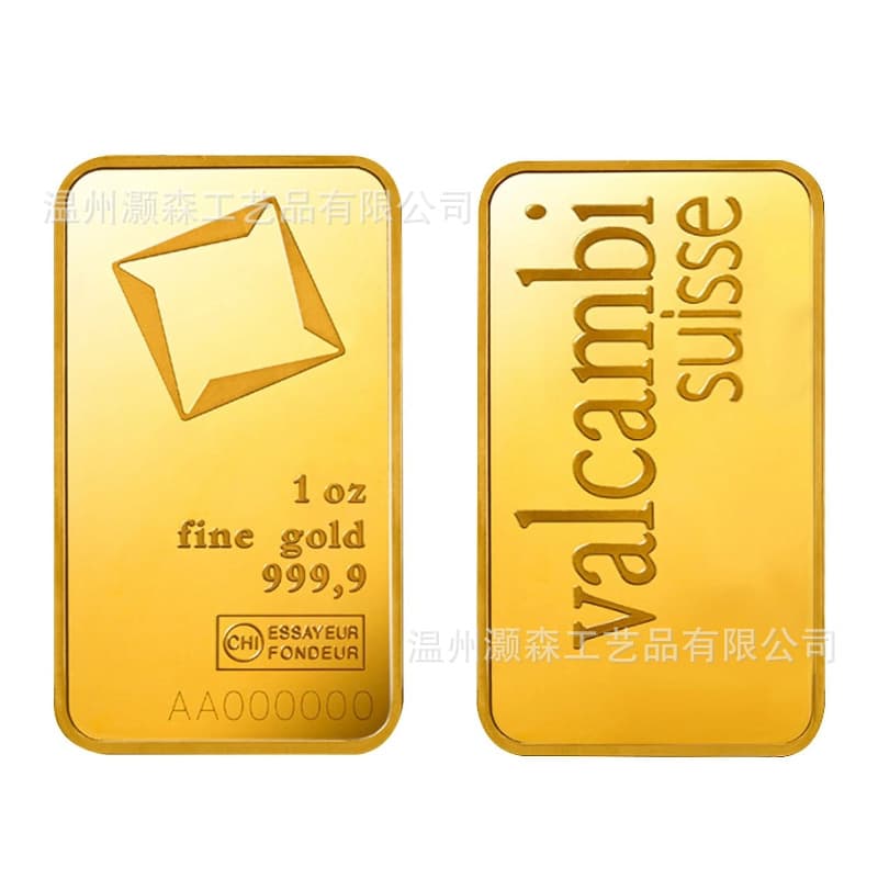 Cross-border Supply 1OZ Gold Bar Commemorative Coin Irregular Shaped Gold Coin Foreign Currency Metal Craft Square Gold-Plated Block