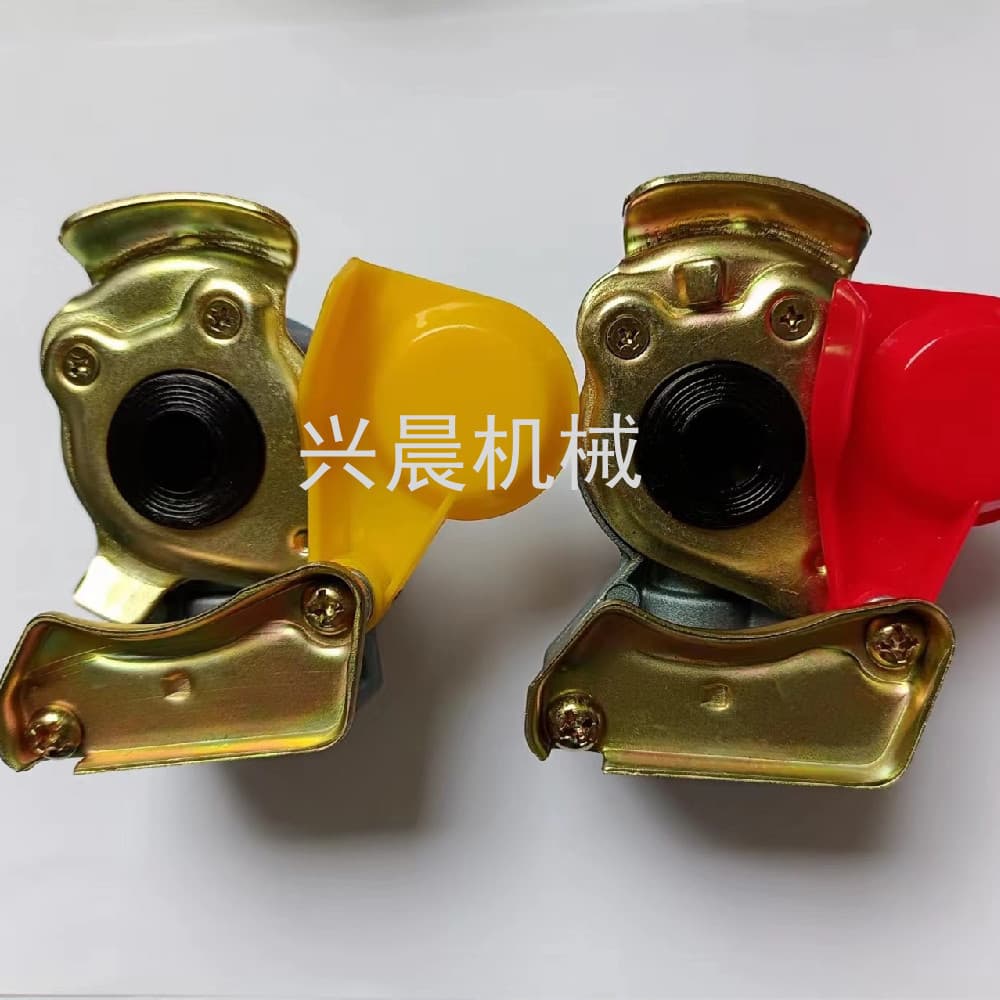 Semi-trailer Handshake Valve Connection Fitting Spiral Pneumatic Connector 22*1.5 with Valve Handshake Valve Rubber Seal