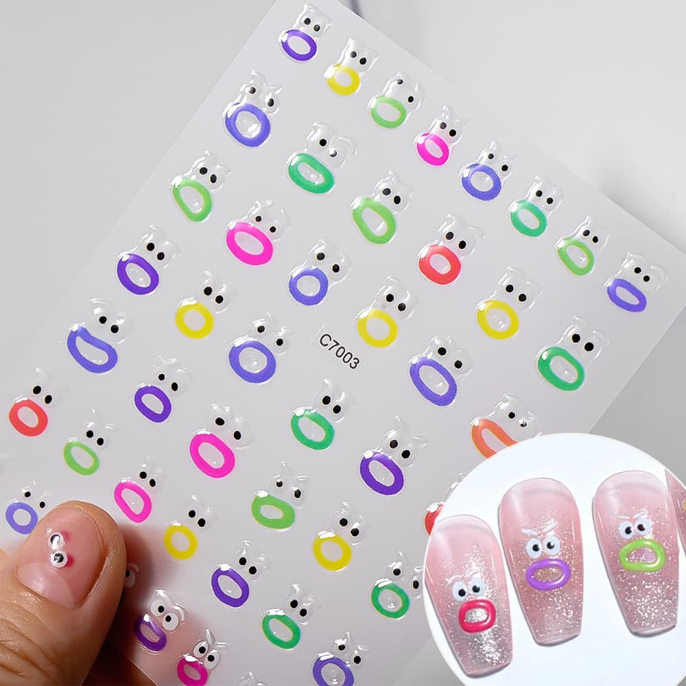 Hot-Selling Mouth Monster Gel Nail Stickers Funny Expressions 3D Jelly Nail Decals Big Mouth Monster Nail Stickers Wholesale