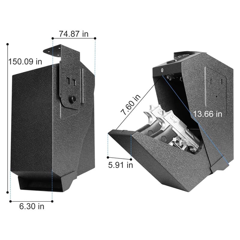 New product from the manufacturer: Dual-gun side-mounted gun case, safety case, biometric identification, fingerprint password, suitable for walls, desks, and bedside tables.
