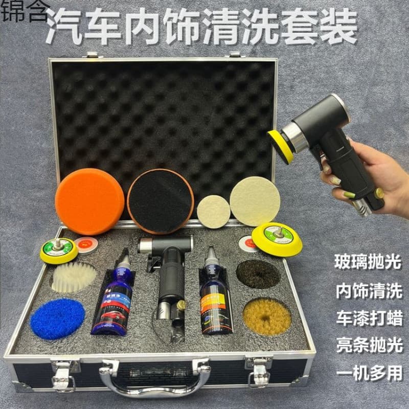 wC0 Multi-Function Pneumatic Interior Cleaning Kit for Car Glass and Chrome Trim Polishing & Restoration with Tornado Brush wC0