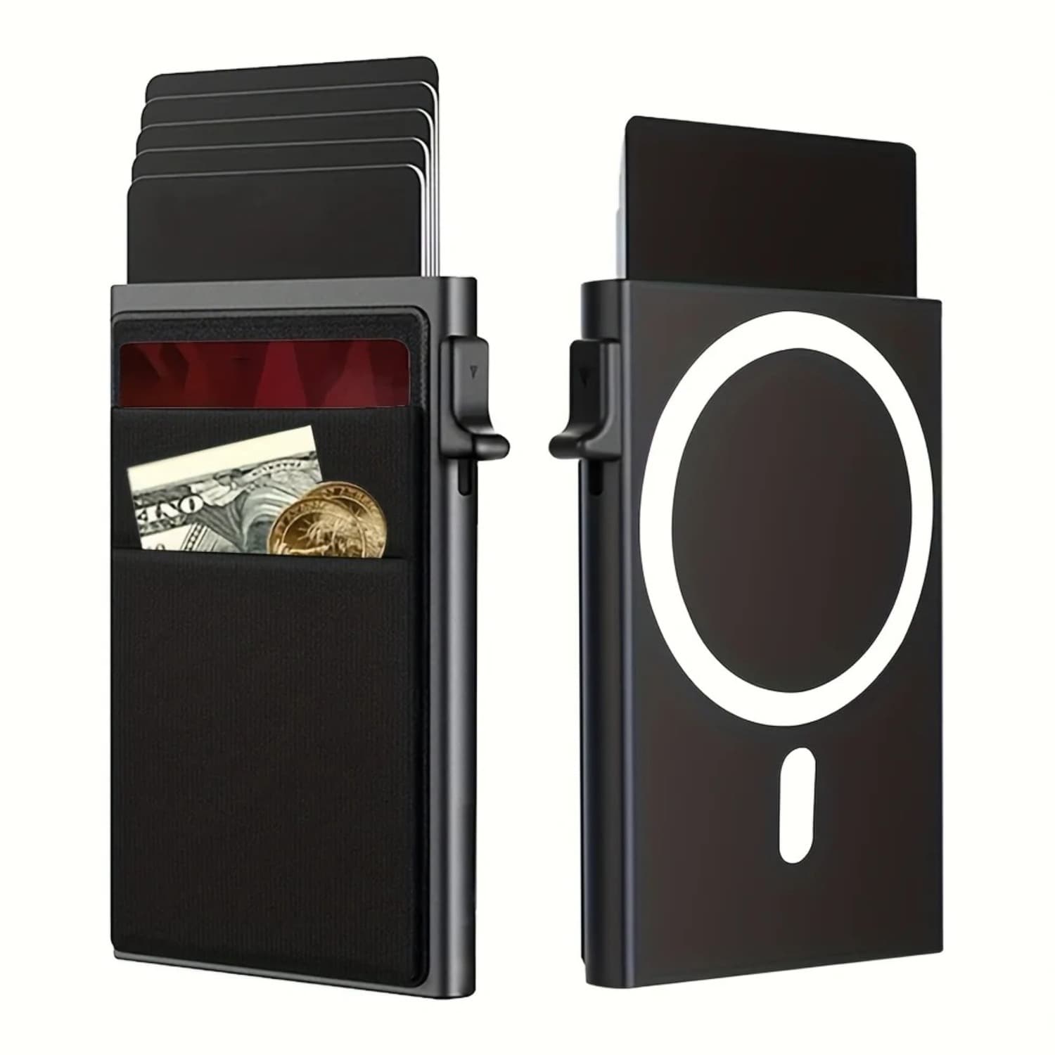 Magnetic Aluminum Alloy Card Holder Auto Pop-Up Business Card Case Anti-Theft Anti-Demagnetization RFID Blocking Metal Card Sleeve