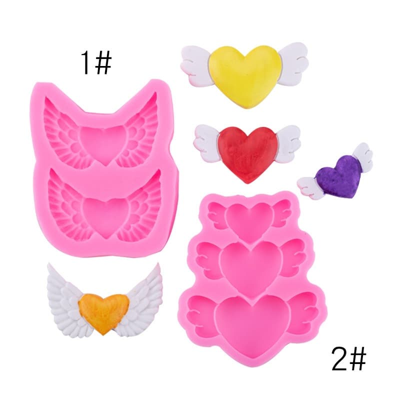 Multi-Link Heart Wings Silicone Mold Valentine's Day and Chinese Valentine's Day Fondant Chocolate Birthday Baking Cake Decoration Mold