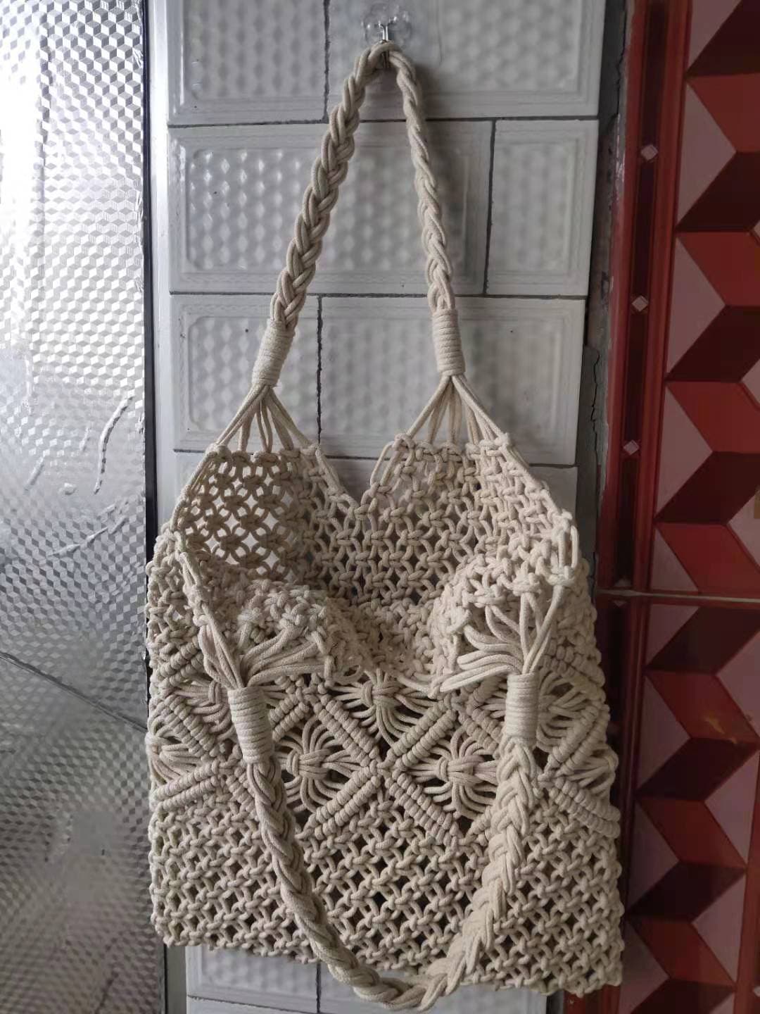 Ins Popular Mori Girl Style Artistic Small Fresh Handmade Paper Rope Bag Retro Shoulder Bag Braided Women's Bag Straw Bag