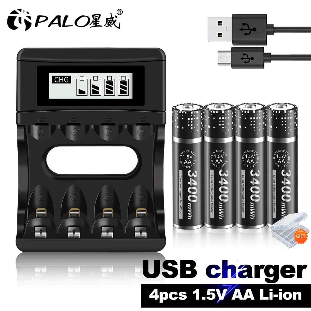 AA Rechargeable Lithium Battery, Compatible with AA Battery Charger, Universal for KTV Microphone, Fingerprint Lock, 1.5V Lithium Battery, AAA