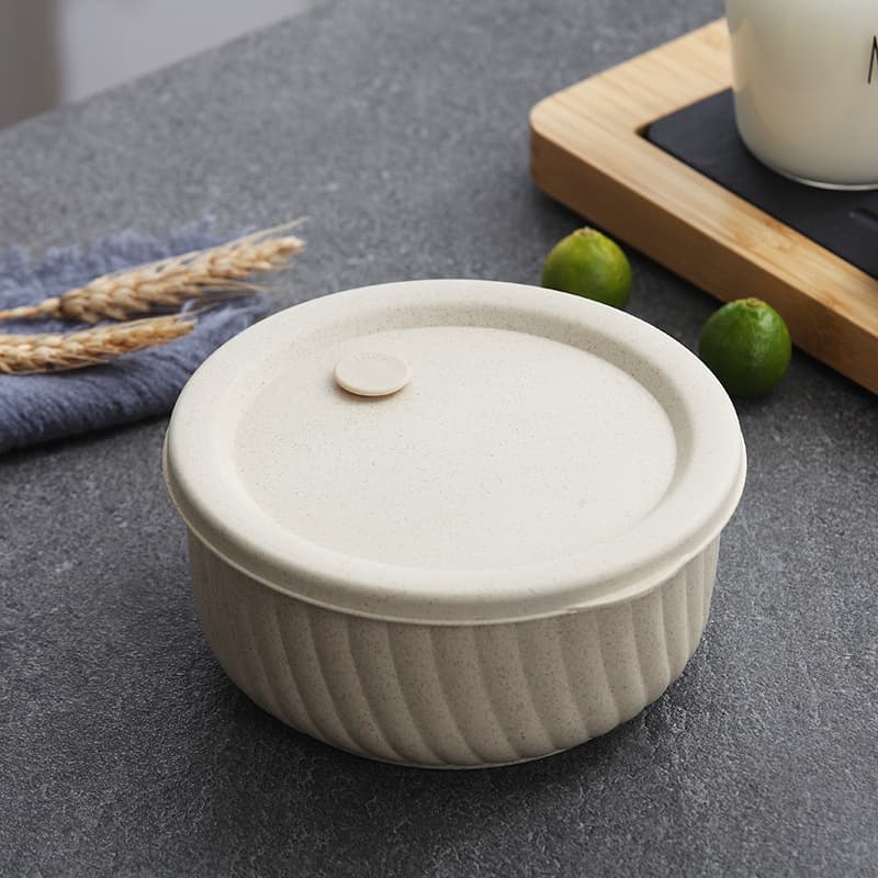 Wheat Straw Lunch Box, Fresh-Keeping Bowl for Office Workers, Plastic Bento Box with Lid for Students, Microwave-Safe Instant Noodle Container