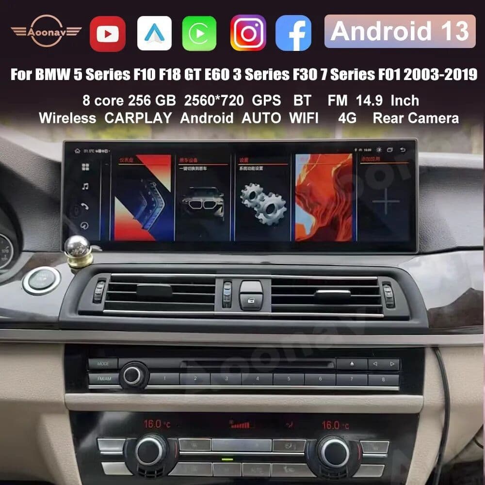 For BMW 5 Series F10 F18 GT E60 3 Series F30 7 Series F01 Retrofit Central Control Navigation All-in-One