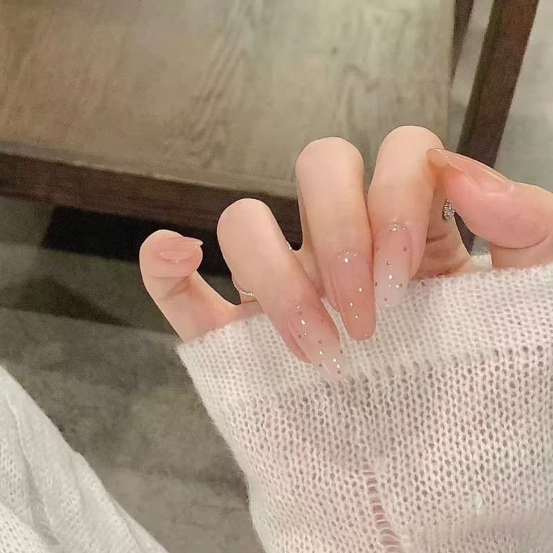 [Coco Sweet Frost] Bubble Peach Pink Gradient Polka Dot Nails, Elegant and Whitening, Ins Style Handmade Nail Art