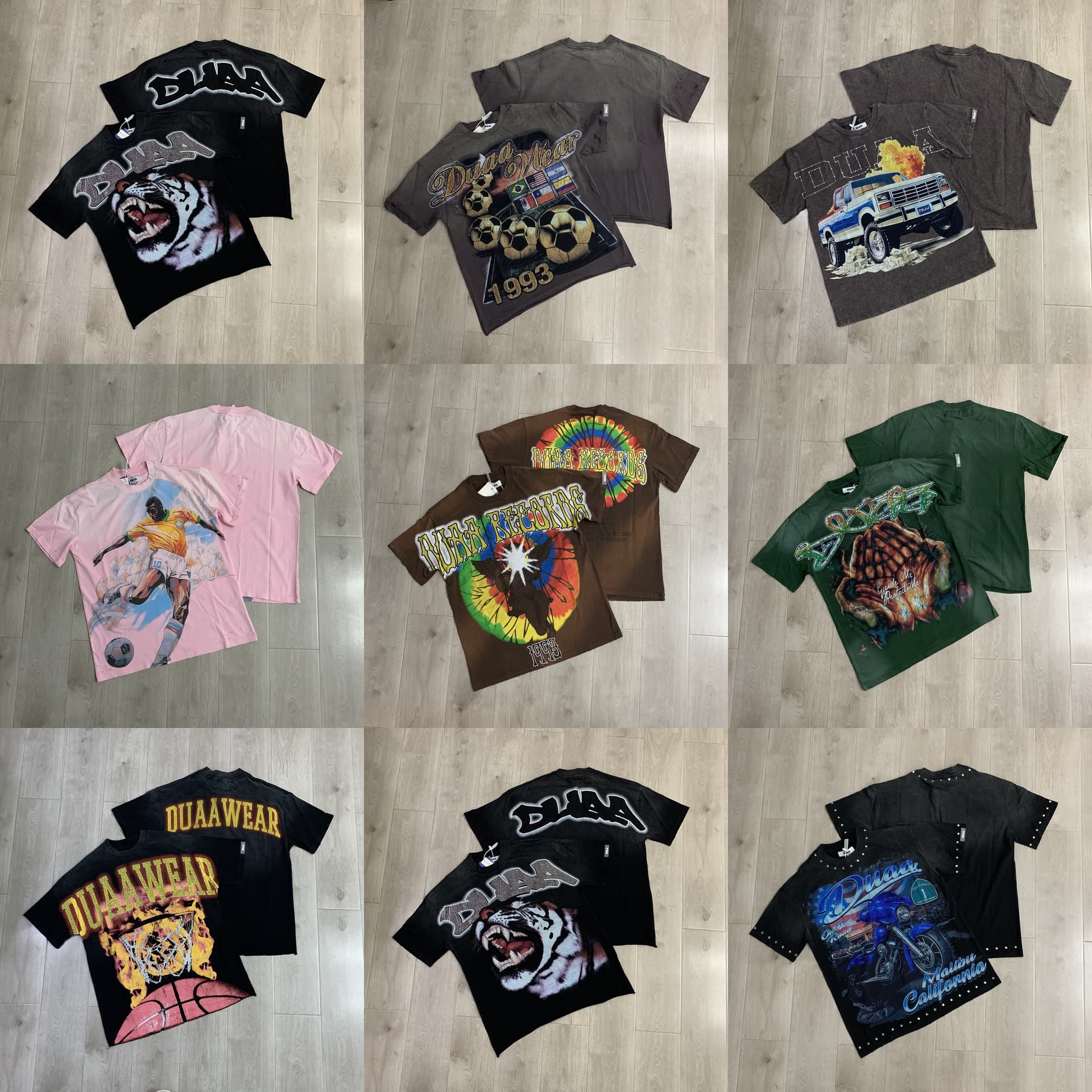 Cross-border beauty trend DUAA new hot diamond American street hip-hop pure cotton high-quality casual versatile short-sleeved T-shirt