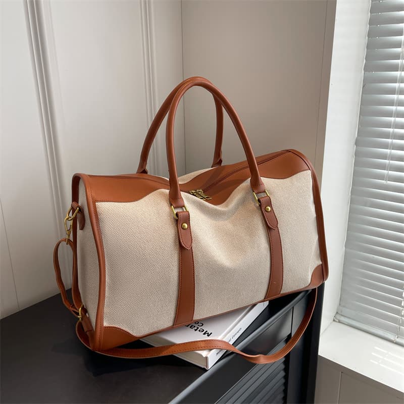 2023 New Large Capacity Canvas Commuter Bag for Women, Short Trip Travel Bag, Simple and Fashionable Shoulder Crossbody Tote Bag