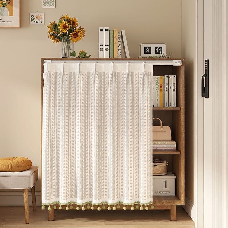 Cabinet curtain, shoe cabinet, bookcase, dust-proof gauze curtain, kitchen storage rack, shelf cover, sundries cabinet, slide rail curtain