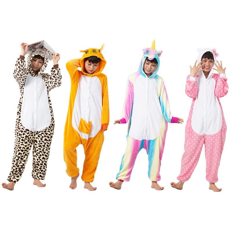 Cartoon Anime Bathrobe Cartoon Animal Onesie Pajamas Animal Autumn Winter Thickened Wear-Out Homewear Couple Pajamas