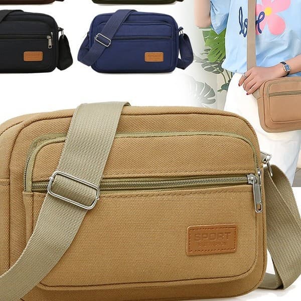 Free Shipping 2024 Autumn Multi-layer Canvas Crossbody Bag for Women Shoulder Bag Casual Bag Men's Small Square Bag