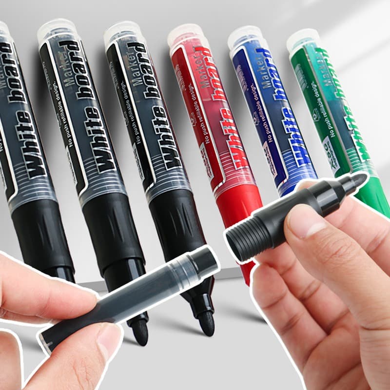 Refillable Whiteboard Marker for Teachers, Direct-Liquid Large Capacity Water-Based Marker, Black Ink Writing Pen for Blackboards