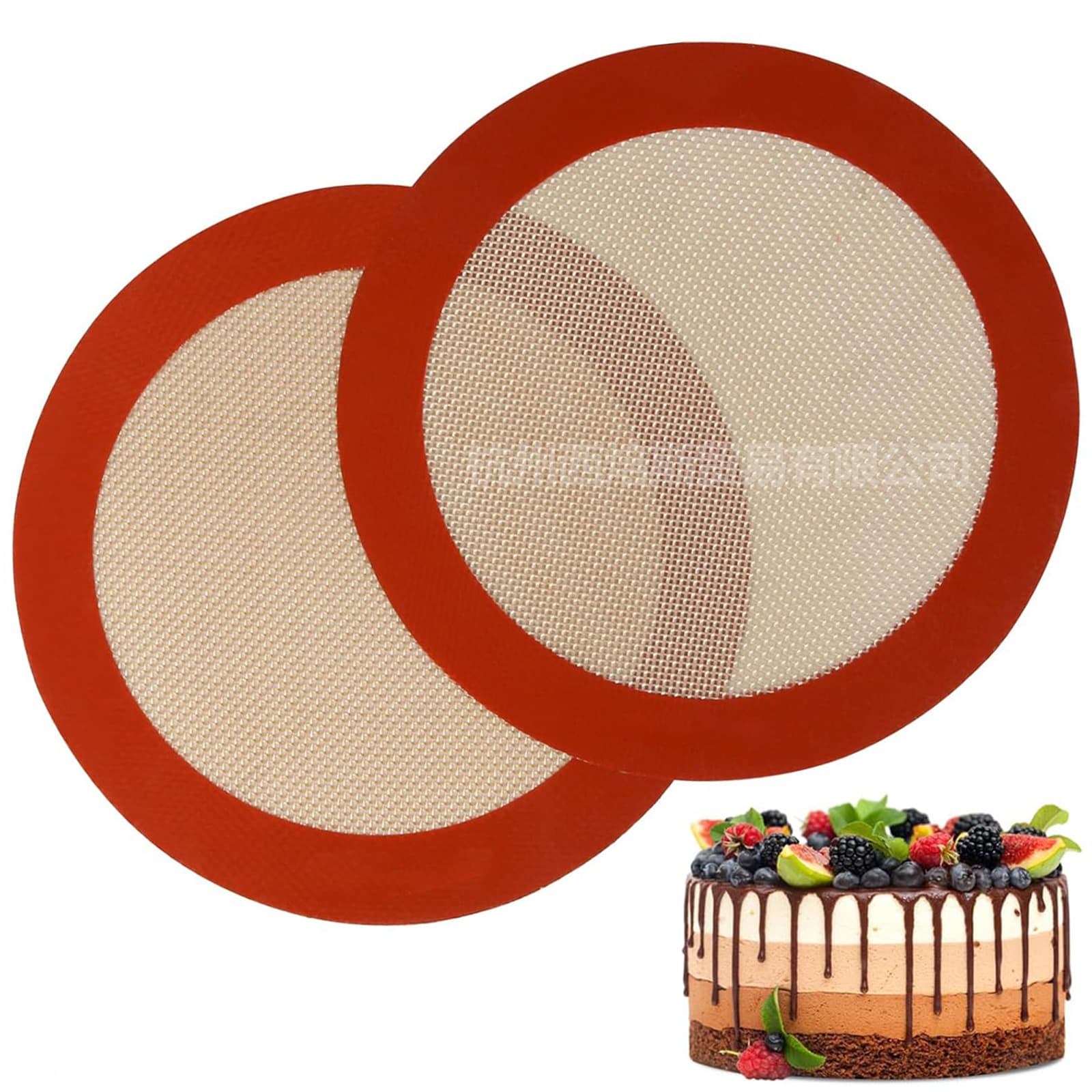 Round Silicone Baking Mat Thickened Non-Stick High Temperature Resistant Cake Mousse Baking Pad Oven Air Fryer Baking Mat