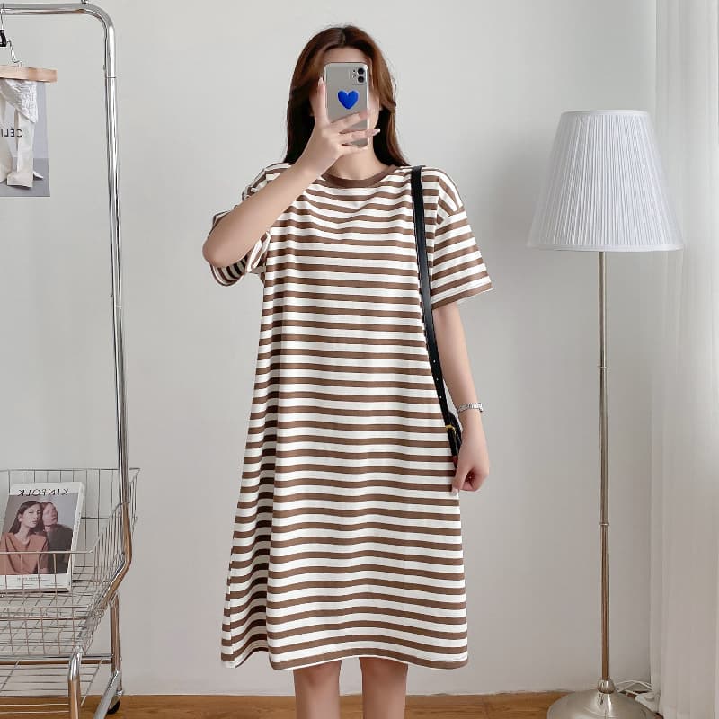 9166 Maternity Nursing Nightgown Summer Short Sleeve Loose Thin Fashion Dress Postpartum Breastfeeding Summer Clothes