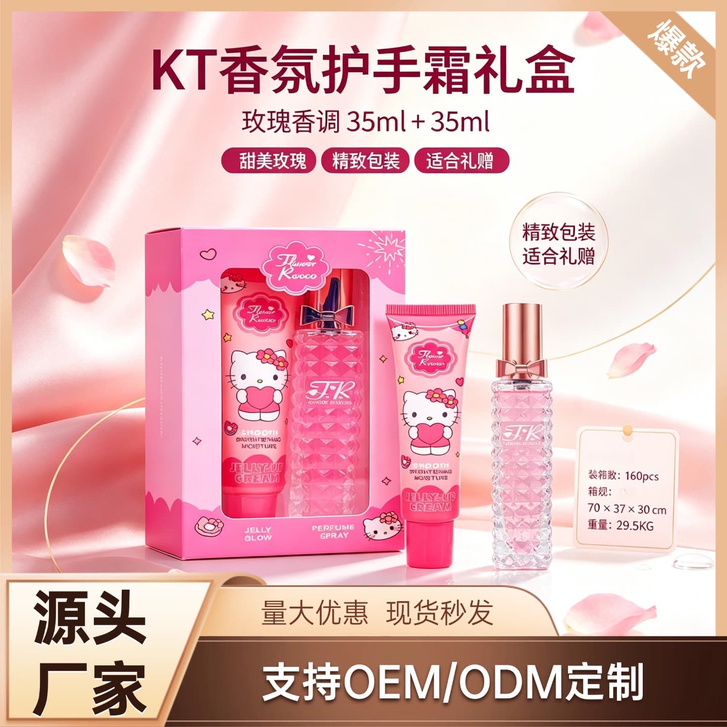 Manufacturer wholesale perfume hand cream cartoon portable gift box set 35ml women's long-lasting cross-border perfume