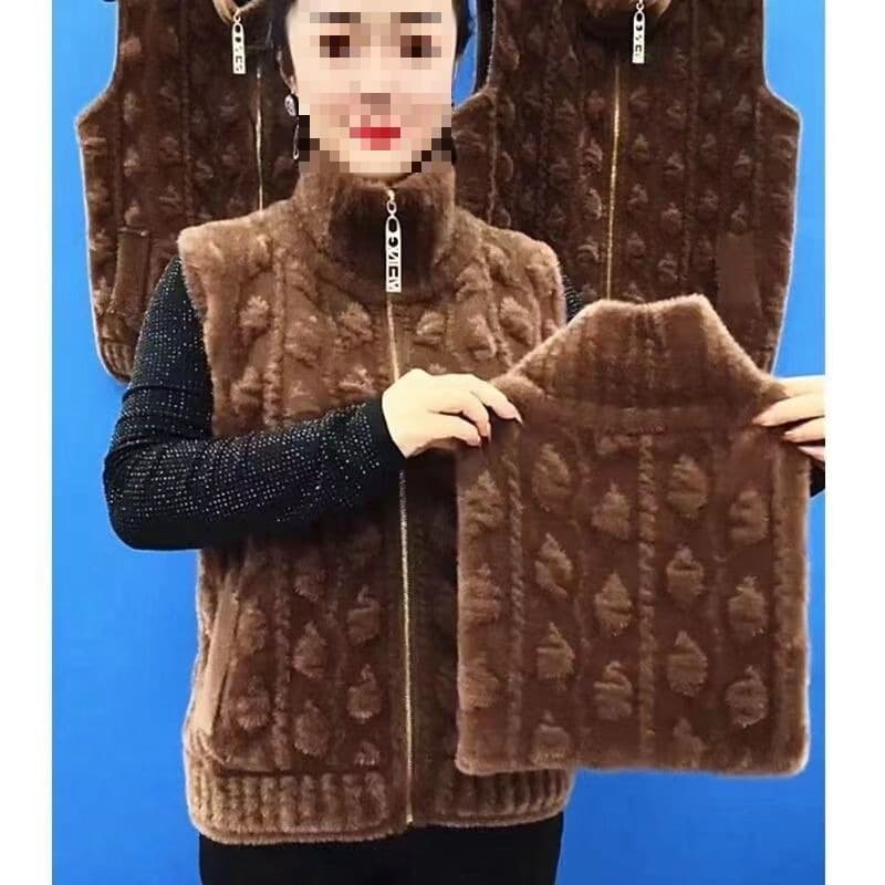 Mother's Wear Faux Mink Fur Vest Coat, New Autumn/Winter Style, Middle-Aged and Elderly Chic Versatile Short Vest Top for Women