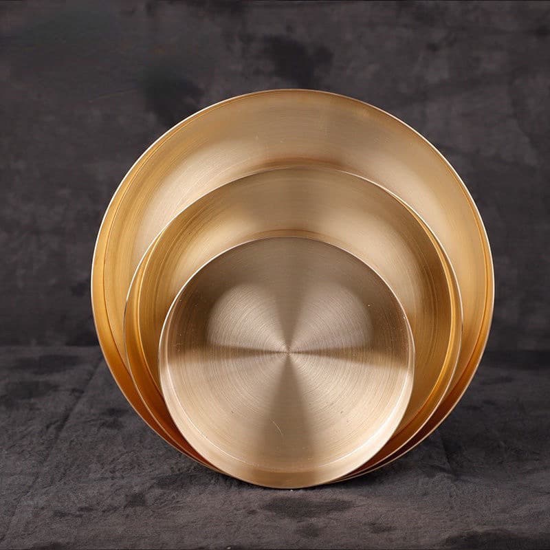 Pure Copper Size Practice Mandala Plate, Brass or Red Copper, Storage Fruit Bowl, Vintage Golden Home Decor
