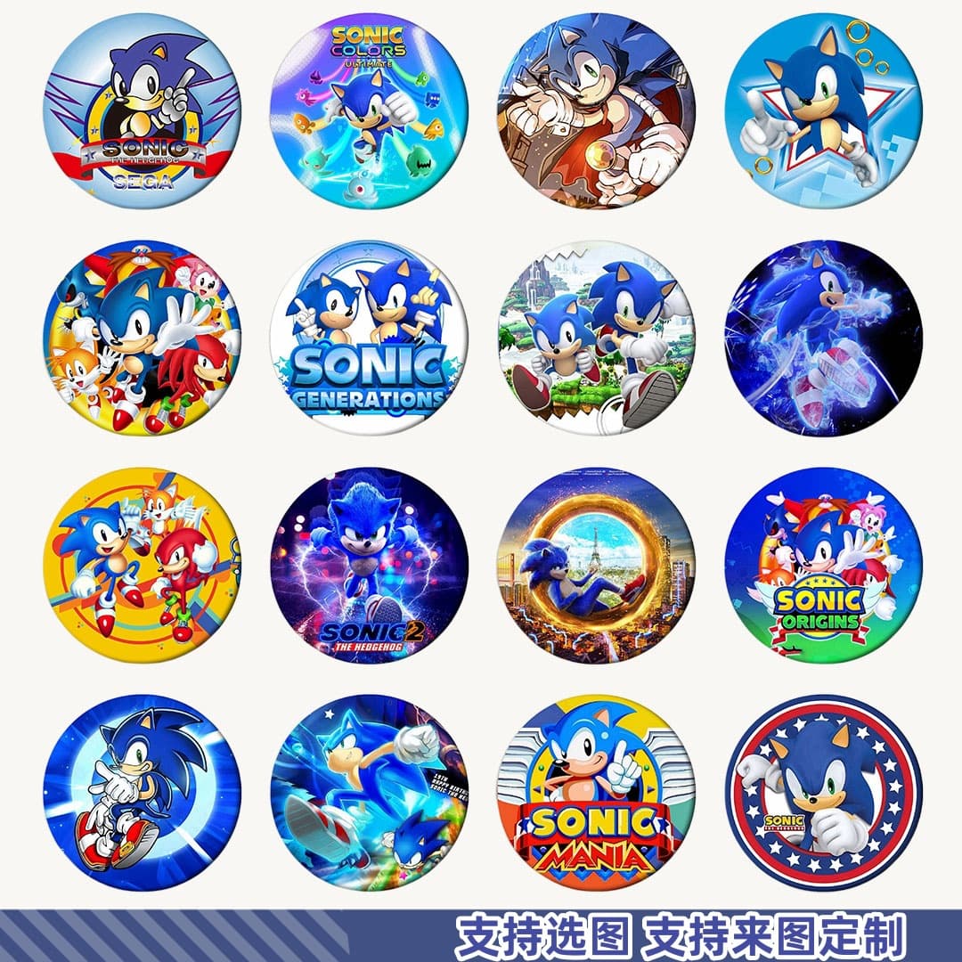 Sonic the Hedgehog Badge Game Merchandise Sonic Brooch Round Tinplate Cartoon Button Pin Pendant Souvenir