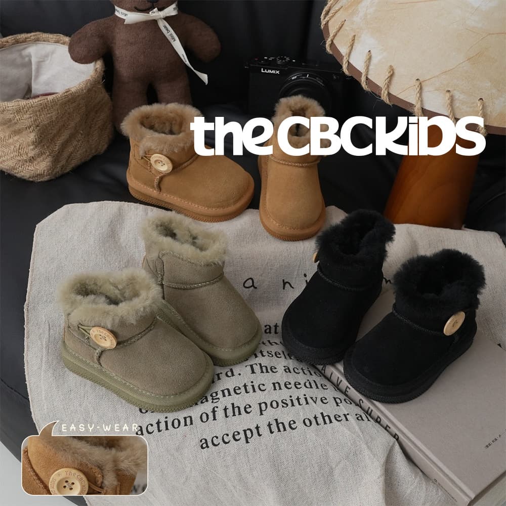 XSHX 'Australian Style Button' Retro Children's Snow Boots Unisex Winter Thickened Functional Slip-On [Wenzhou Shoes]