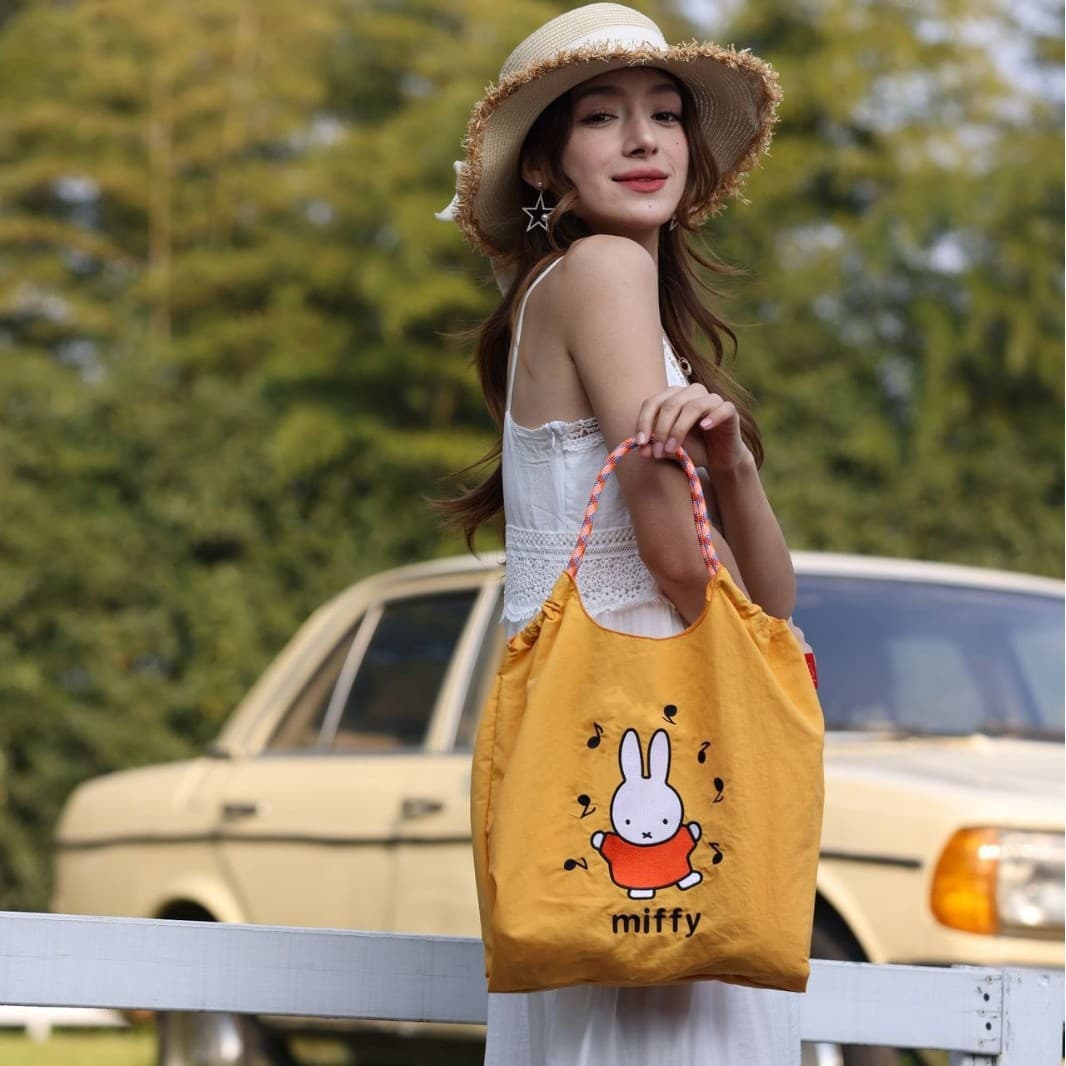 [Genuine Authorization] Miffy Embroidered Canvas Bag Women's Cute Cartoon Student All-match Handbag Shoulder Crossbody Bag