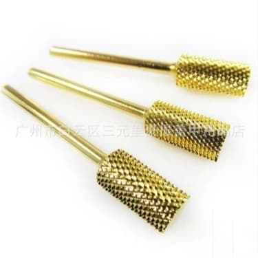 Nail art polishing head, gold-plated tungsten steel polishing head, grinding machine accessories, manicure polishing gold polishing head