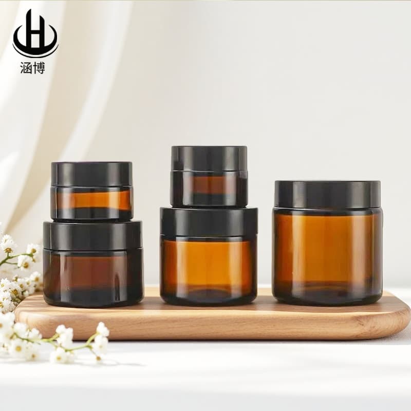 Cross-border wholesale amber glass cream jar cosmetic refill 30ml brown face cream jar sample portable eye cream jar