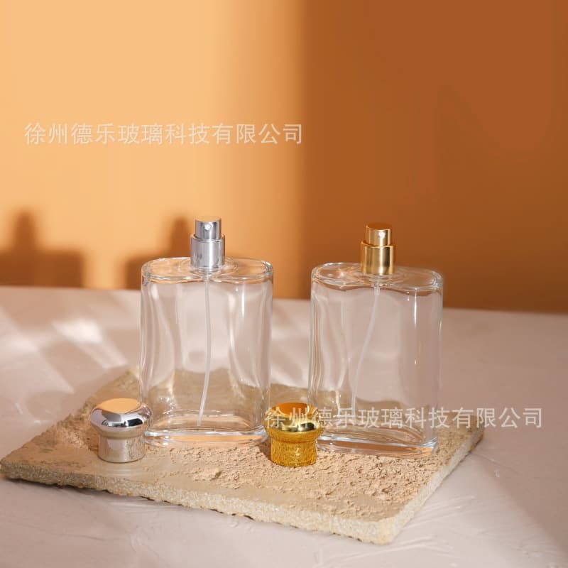 Transparent Glass Perfume Bottle 50ml 100ml Press Perfume Spray Bottle Curved Surface Perfume Bottle 15mm Snap-on Neck Bottle