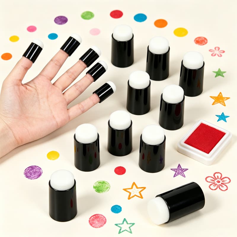 Manufacturer wholesale black finger sponge, children's finger painting ink pad sponge head, kindergarten graffiti sponge finger cots