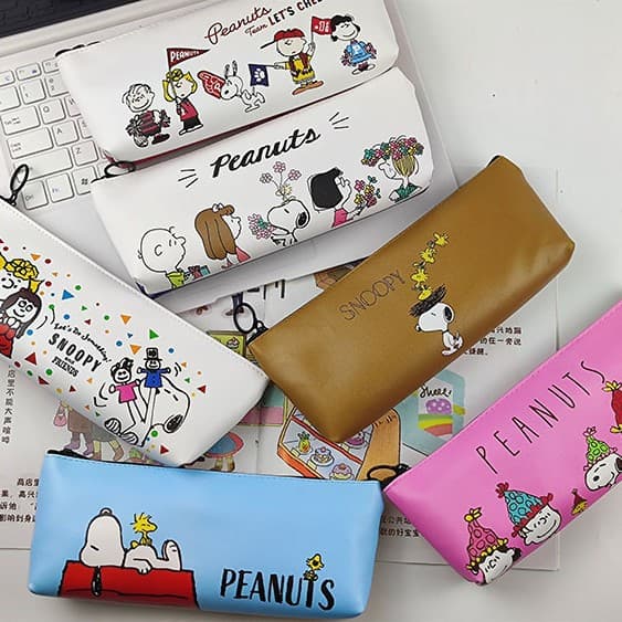 Instagram Snoopy Pencil Case, Cute Two-Tone Extended Kaleidoscope Pencil Case, PU Leather, Stationery for Middle and High School Students