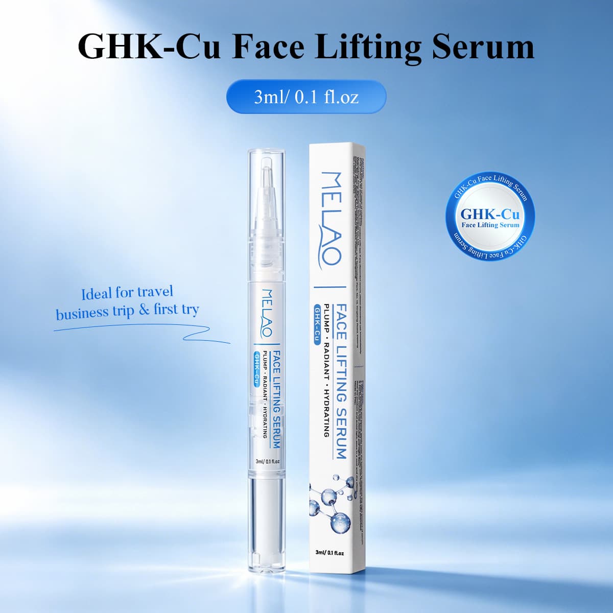 Cross-Border In-Stock Blue Copper Peptide Facial Firming Essence Ghk-Cu Copper Peptide Essence Single-Use Original Solution European and American Hot-Selling Product