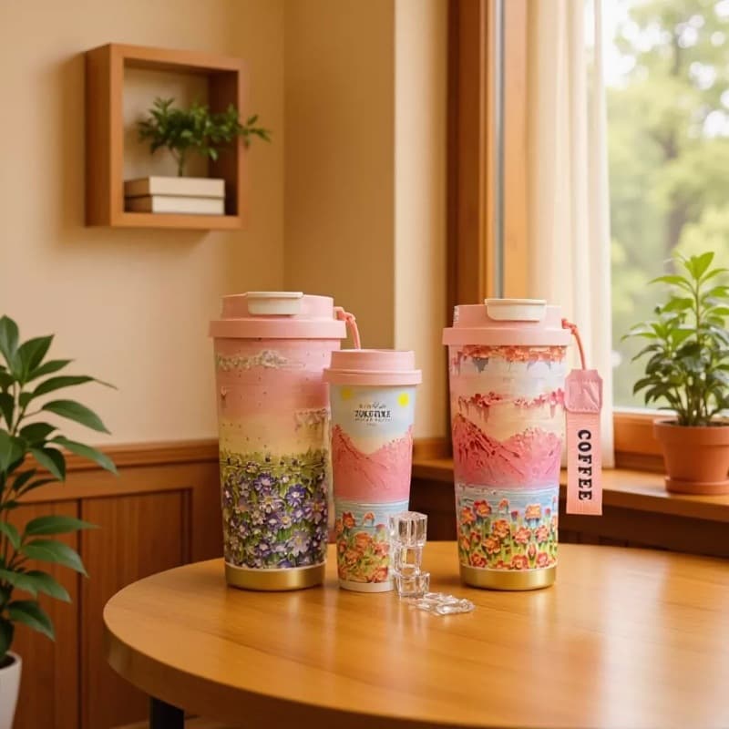 316 Stainless Steel Straw Insulated Cup, High-End Unique Dual-Drink Coffee Cup with Carry Strap, Insulated Water Bottle with Straw