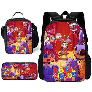 Amazing Digital Circus Backpack Set, Kids School Bag, Lightweight Backpack, Lunch Bag, Pencil Case, 3-Piece