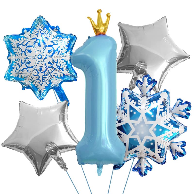 Amazon Snowflake Theme Balloon Set with Silver Foil Balloons for Birthday Party Scene Decoration