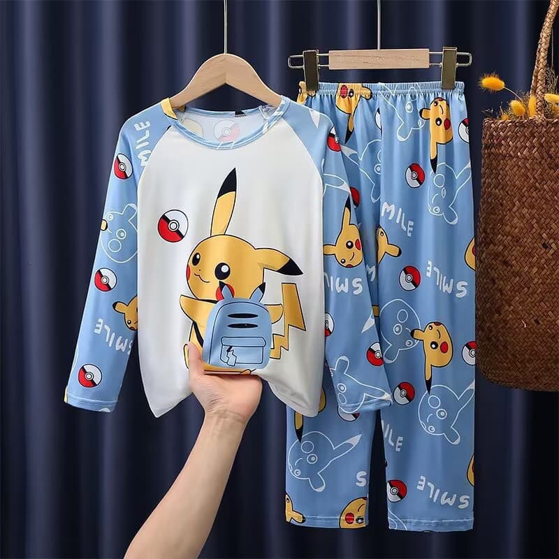 Children's Pajamas Spring/Autumn Boys and Girls Kids Long-Sleeve Cute Cartoon Summer Air Conditioning Sleepwear Cross-Border Wholesale