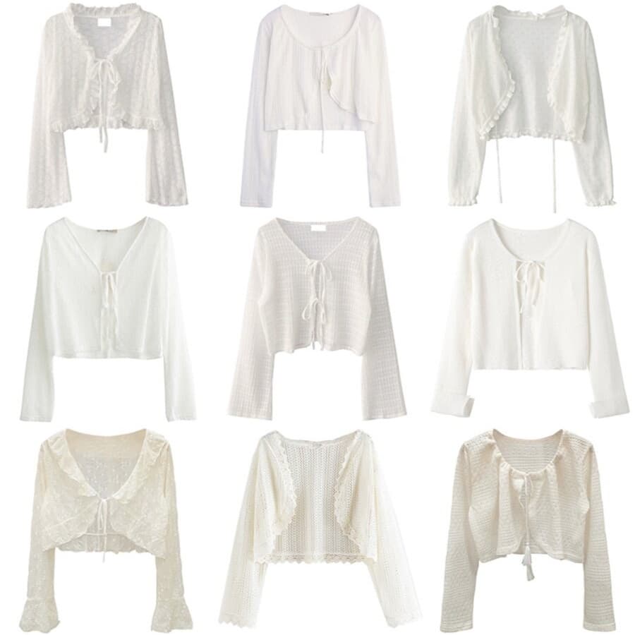 Gentle Style Ruffled Thin Knit Cardigan for Women, New Summer Loose-Fitting Outerwear with Tie, Sun Protection Cardigan Jacket